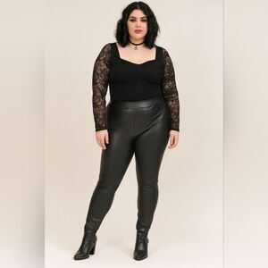 Torrid Women's 3X Faux Leather Black Stretch Leggings Pants Night Out Clubbing
